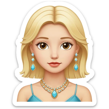 blonde girl with jewelry sticker