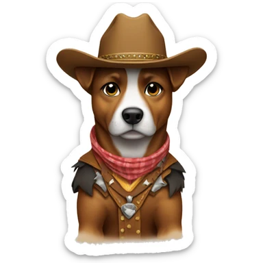 Dog in a western themed outfit sticker