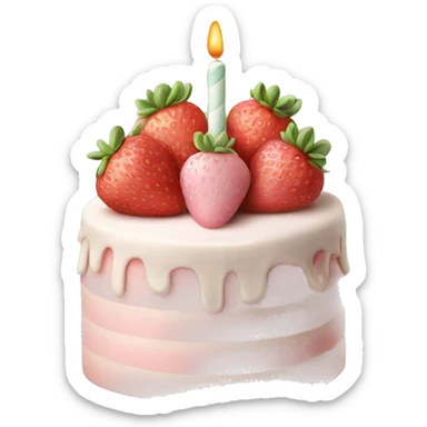 Light Pink strawberries and cream birthday cake  sticker