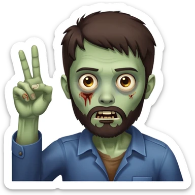 zombie pointing gesture with dark brown hair and short full beard sticker