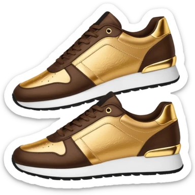 Metallic 24k gold and mocha brown womens stylish sneakers sticker