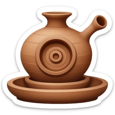 Pottery, clay sculpture, pottery wheel, earthy tones, simple design, minimalistic, on a white background, no extra details sticker