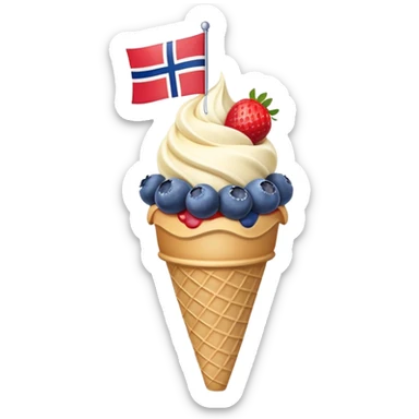 ice cream with Norwegian flag for 17th of May sticker