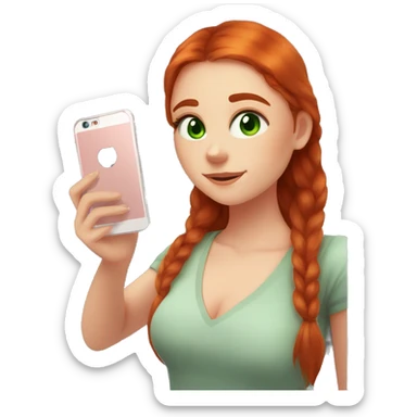 a woman taking a selfie in front of a mirror, a picture, tachisme, she is about 1 6 years old, red hair and large green eyes, discord profile picture, ekaterina sticker
