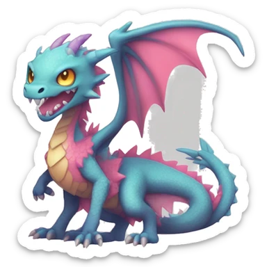 Kawaii Edgy Bright Ethereal Fururistic Fantasy Dragon Pokémon Fakemon full body sticker