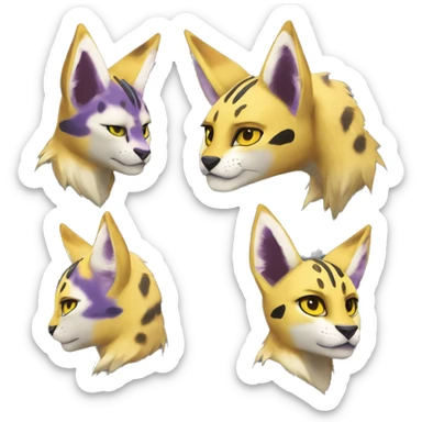 Anthro Renamon-Vernid-Serval-Lombax sticker