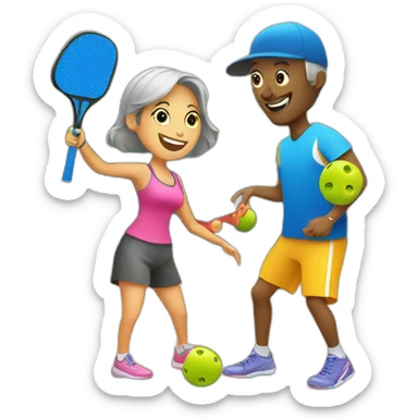 Couple playing pickleball having fun sticker