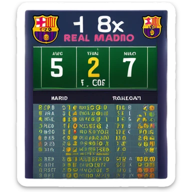 score on football match barcelona vs Real Madrid 5-2 sticker