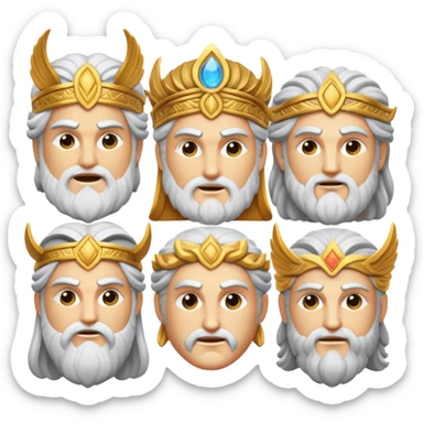 Cinematic Realistic Greek Gods Pop Culture Emoji, featuring mythic portrayals of ancient deities rendered with dynamic, ethereal lighting and classical detail. sticker