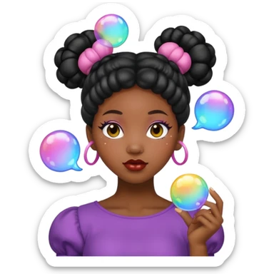 Black woman with bubble Space buns sticker
