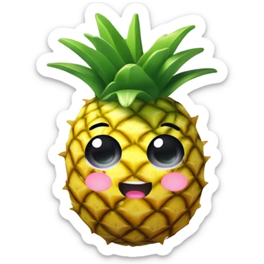 3D one pineapple  👱‍♀️🍍 with big shiny eyes 👀 The pineapple cute embarrassed ☺️ sticker