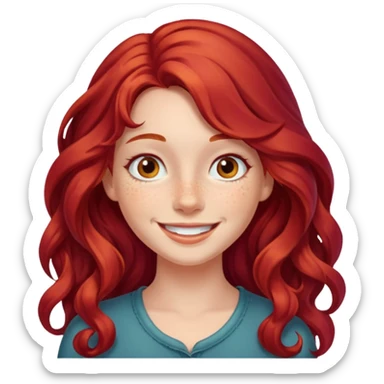 Girl with Red Hair – long wavy crimson hair, smiling face.









































 sticker