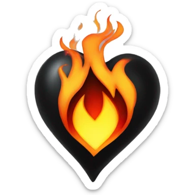 Black heart with flames sticker