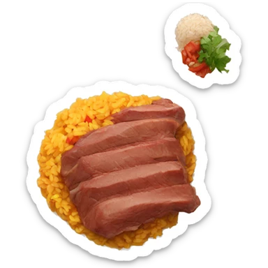 cooked meat with mexican rice on the side  sticker