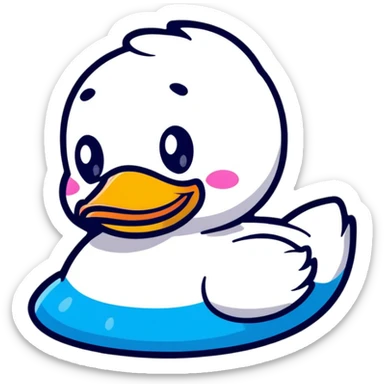 A cheerful cartoon rubber duck with a sweet face and big sparkly eyes sticker