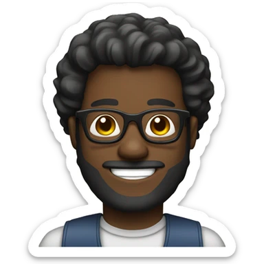 smiling bearded black man in glasses sticker