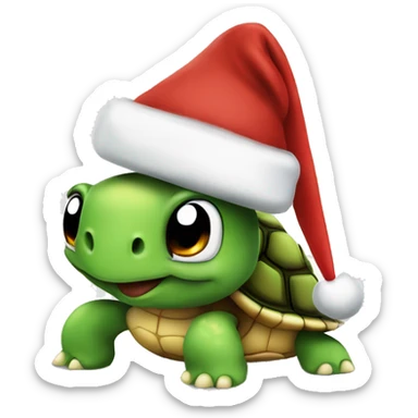 Turtle wearing Santa’s hat sticker