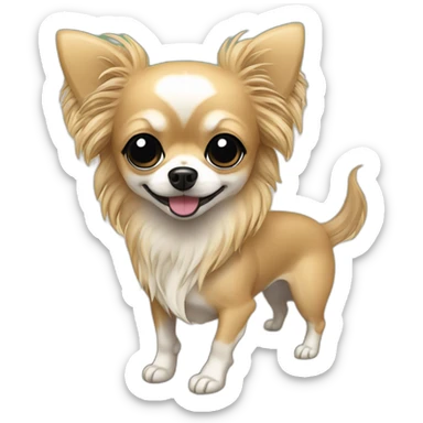 Long hair sand chihuahua on a beach sticker