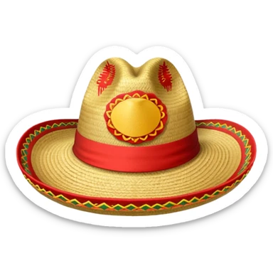 Sombrero de paja con una tira roja en la parte central sin ninguna soporte solo una tira  sticker
