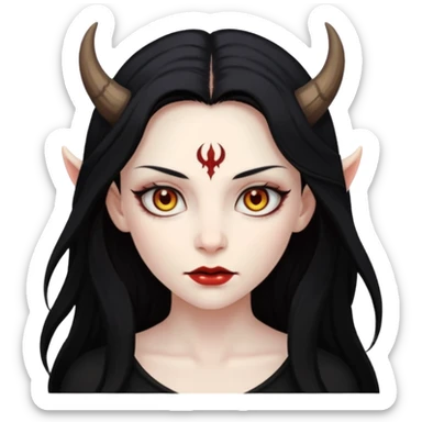 Female demon with beautiful hazel eyes and black hair  sticker