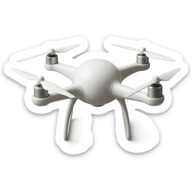 white drone with a smooth spherical central body, arms and rotors connecting flush to the ball, no logo sticker