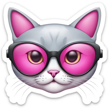 cat-eye shaped safety glasses with bright pink lenses, fashionable protection sticker