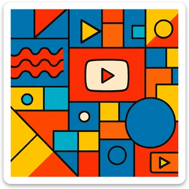 background for a YouTube video, bold and colorful, geometric patterns, subtle video icon elements sticker