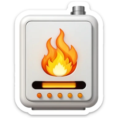 home heating system with flames sticker