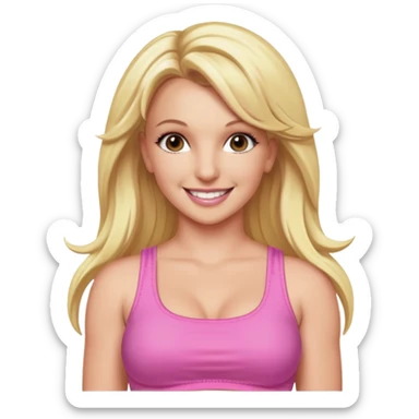 Britney Spears with long blonde hair, pink crop top sticker