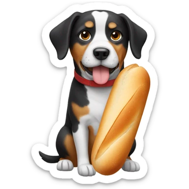 Dog with baguette sticker