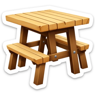 mesa alta color madera natural con bancas altas de color madera natural sticker