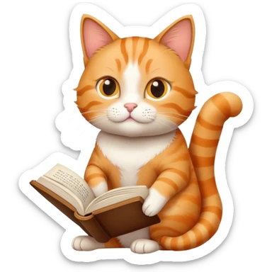 just a cute cat holding a book and reading sticker