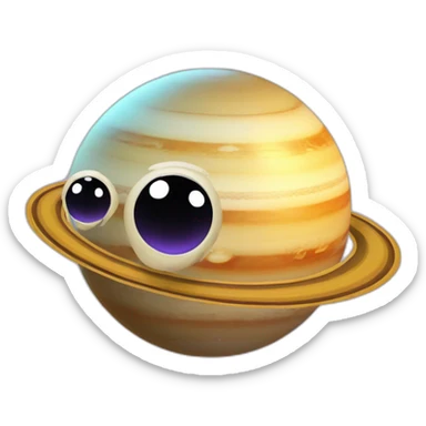 planet Saturn with a cartoon beaming snail face with smiling eyes sticker