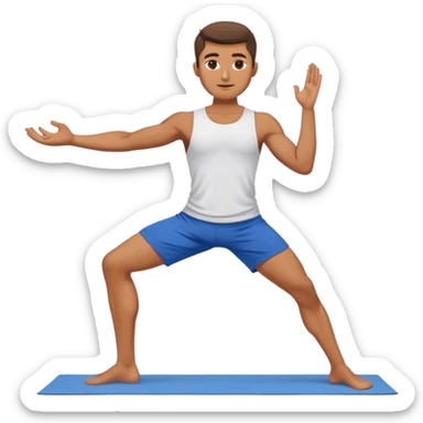 guy blue short warrior yoga pose sticker