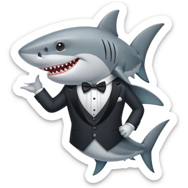 shark wearing a tuxedo sticker