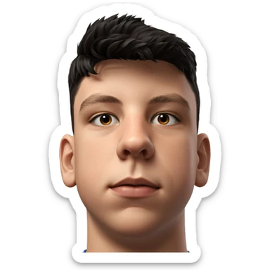 portrait of a black haired boy sticker