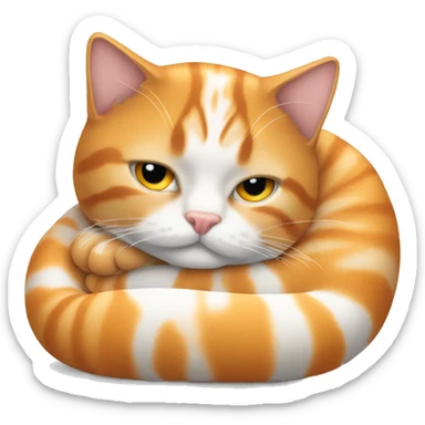 Orange and white tabby curled up sticker