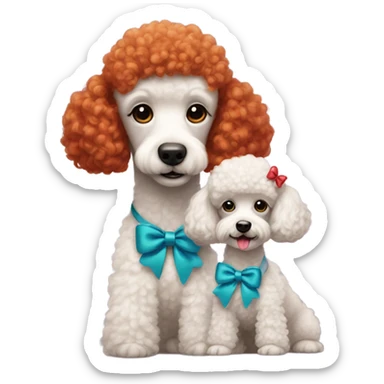 poodle with a bow and a girl with red hair sticker