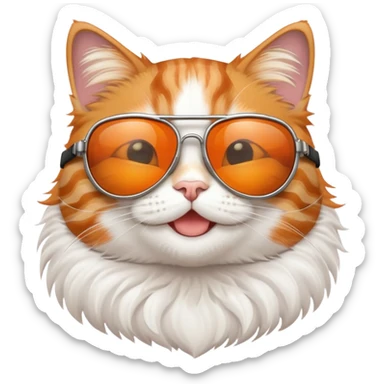 Smiling cat with aviator sunglasses sticker