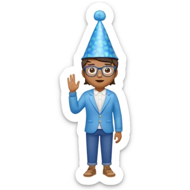 party blue hat bee with glasses full body sticker
