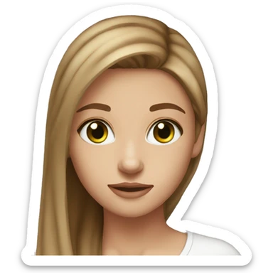 beautiful girl green eyes straight light brown hair sticker