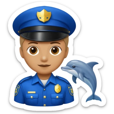 dolphin in police uniform sticker
