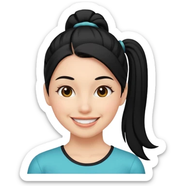 woman with black ponytail sticker