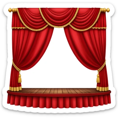 theater, red curtains , wooden stage sticker