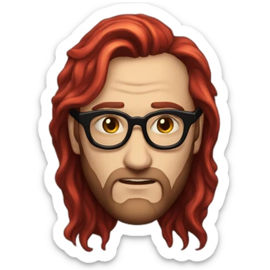 crowley-demon-red-long-hair-black-glasses sticker