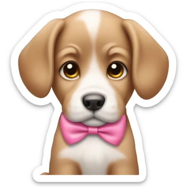 puppy with pink bow sticker