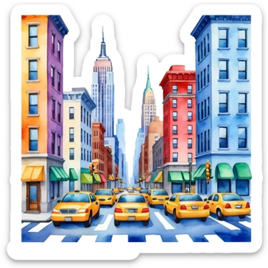 Watercolor painting of New York sticker