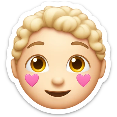 Cute emoji face with light pink hearts around it  sticker