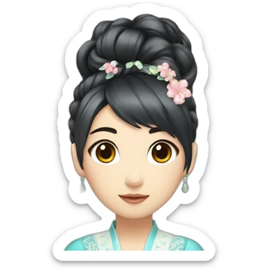 fancy idol, asian girl, hime cut hairstyle sticker