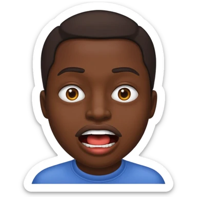 person with a mouth resembling a street gutter sticker